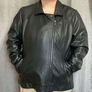 Black vegan leather jacket size 20